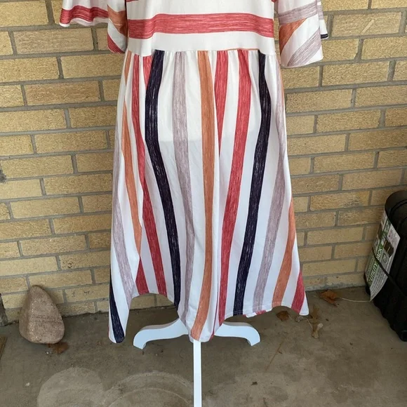 SHEIN Curve Retro Multi-colored Fun Striped Maxi Dress Rainbow Summer Spring 2XL - Picture 7 of 8